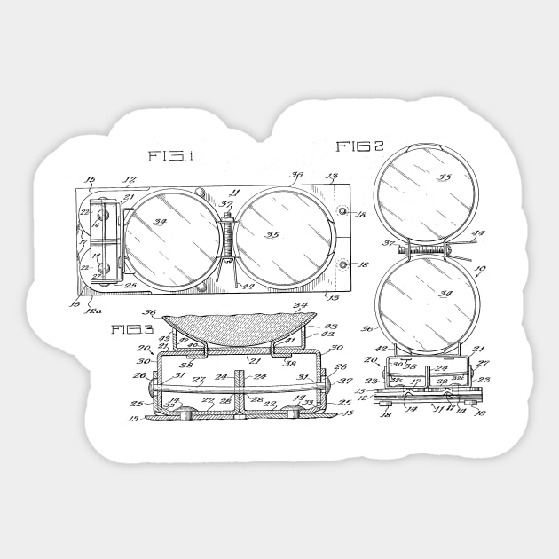 Foldable Highway Warning Signals Vintage Patent Hand Drawing Sticker by TheYoungDesigns